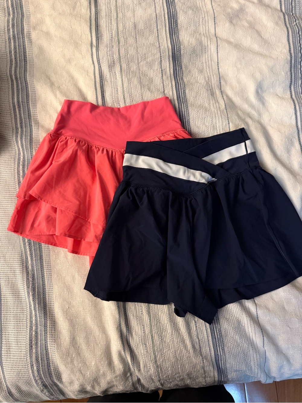 aerie Coral Pink and Navy Blue Layered Active Skorts
